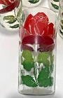 4 Anchor Hocking Glasses RED ROSES /GREEN STEMS Vintage Juice Glasses 4 3/4”H