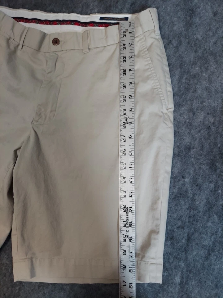 Pantalones Cortos de Golf Polo Ralph Lauren Para Hombres 33 Beige Cresta Frente Plano Elastizados 10" Entrepierna Foto 3 de 4