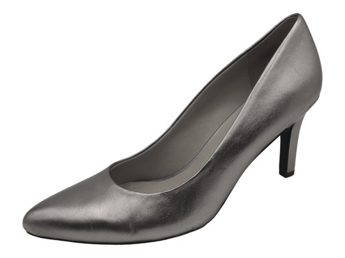 Naturalizer Evie Schuhe Größe 8,5 silber metallic Leder Pumps mit Absatz spitz zulaufend