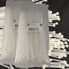 200 8" Cable Ties WHITE 200mm Long 3.5mm Wide 40# Strong Industrial Wire Ziptie