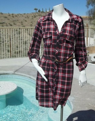 red plaid shirt dress womens