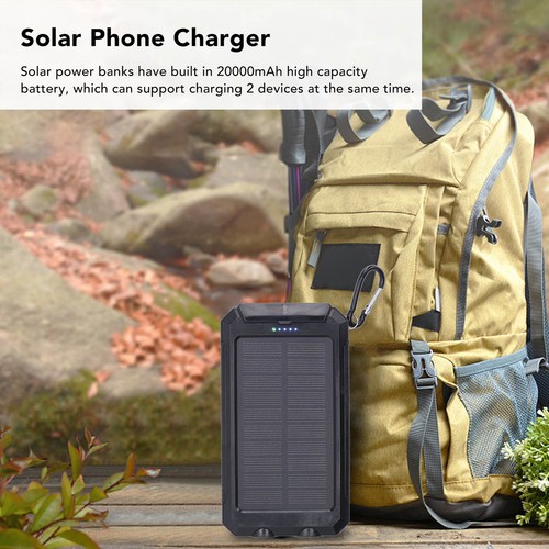 Solar Power Banks 20000mAh IP66 Waterproof Fast Charging 3 Lighting Modes HG - Zdjęcie 12 z 24