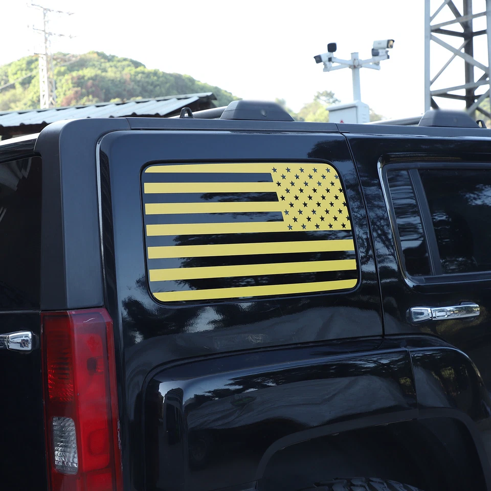 Vinilos calcomanías gráficas de vidrio para ventana de baúl bandera amarilla de Estados Unidos para Hummer H3 2005-10 Foto 4 de 4