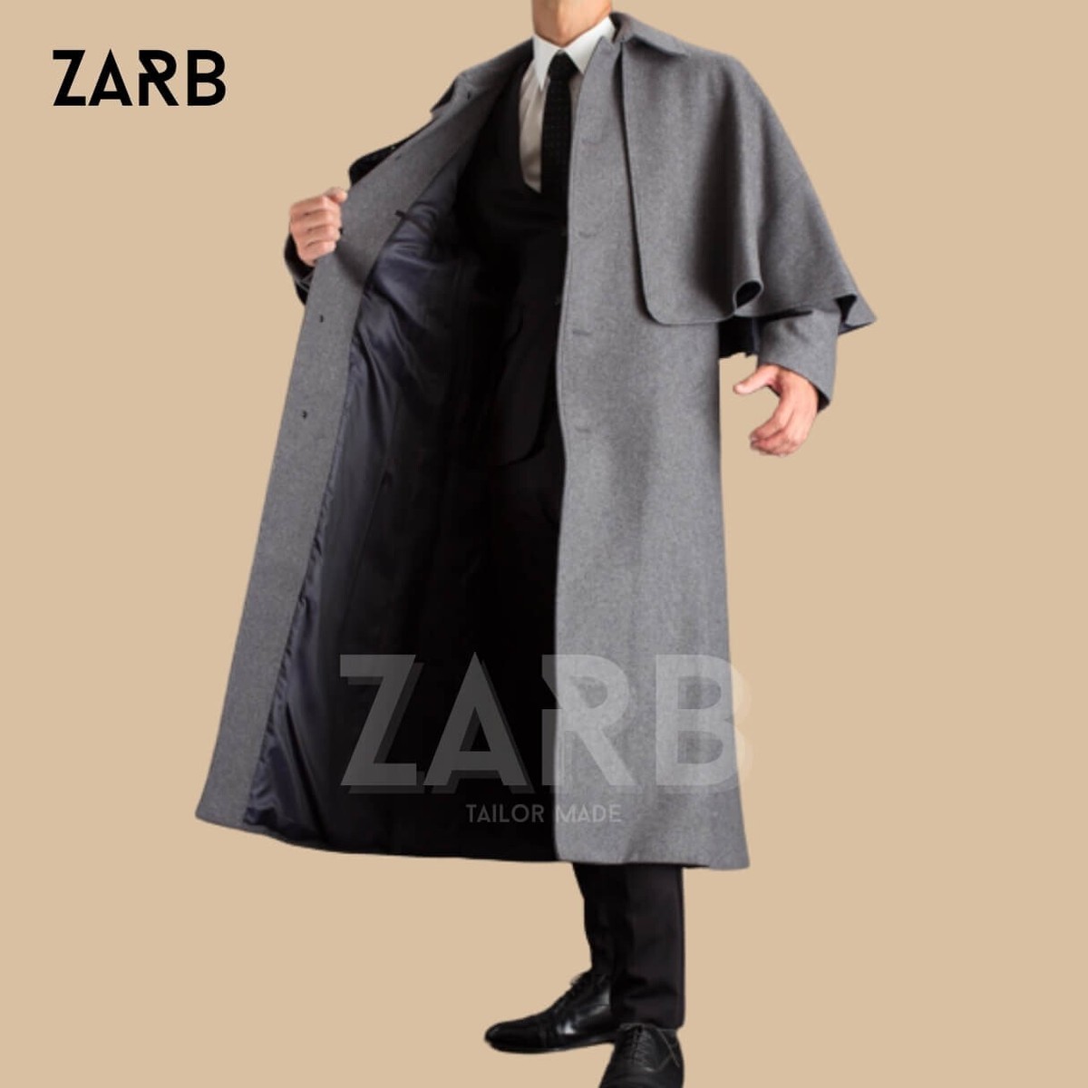 Grey Wool Inverness Cape, Victorian Steampunk Cloak, Sherlock