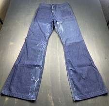 Vintage Seafarer Jeans Mens 31x34 Blue Bell Bottom Bleached Navy Dungaree Talon