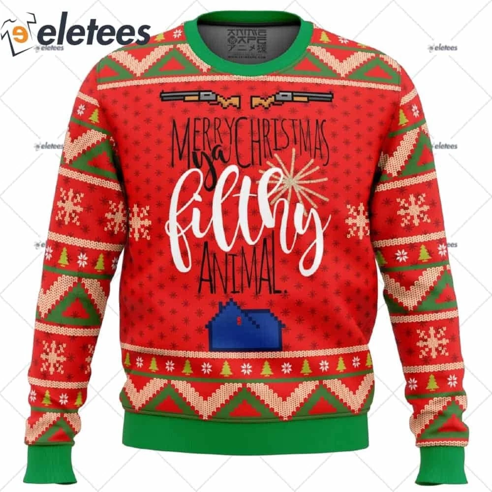 Merry Christmas Ya Filthy Animal Ugly Christmas Sweater 9ZBC7JU7