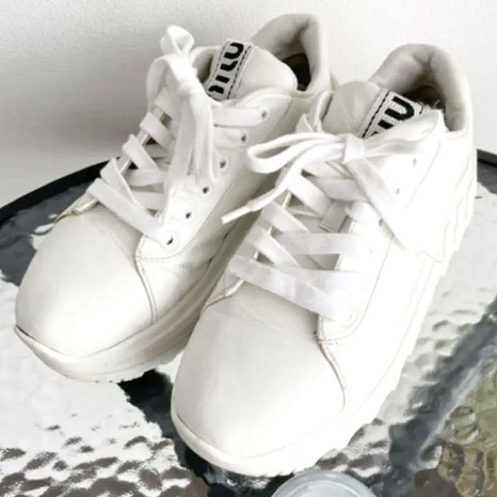 スニーカー MIU MIU WHITE LEATHER SNEAKERS Miumiu White Leather Sneakers | eBay