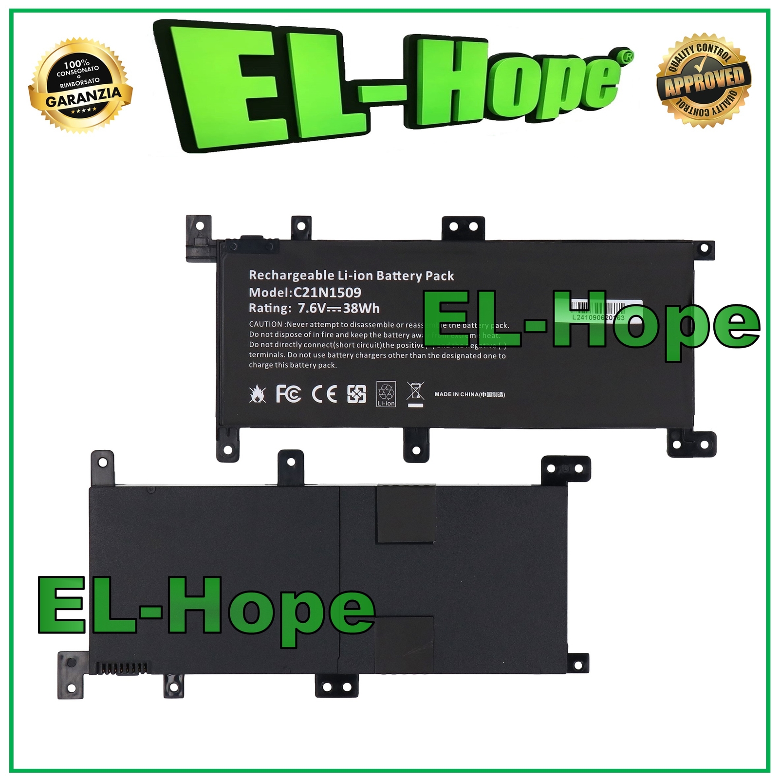 BATTERIA PER PC NOTEBOOK ASUS 0B20001750000 5000 mAh 7.6 V NERA PARI ORIGINALE