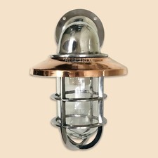 Paratia marina stile cigno nautico lampada da parete in alluminio con paralume in rame