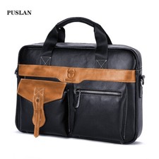 Vintage cowhide briefcase large capacity diagonal cross-bag business computerbag