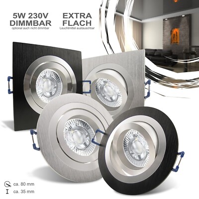 LED Einbaustrahler flach 230V Decken Einbauleuchte 5W dimmbar Einbautiefe NOBS