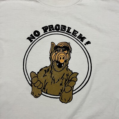 キッズ古着 vintage ALF NO PROBLEM Tシャツ 1987年製 Vintage 80s Alf No Problem Cartoon Graphic T Shirt White L