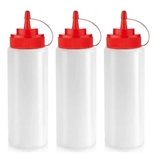 12 oz Condiment Squeeze Bottles for Sauces - Leak Proof Oil, Syrup, Dressing