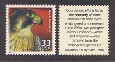 ENDANGERED / RECOVERING SPECIES - PEREGRINE FALCON - U.S. POSTAGE STAMP - MINT