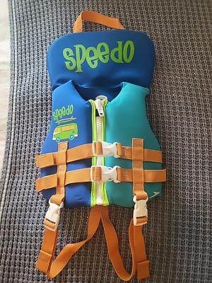 Speedo Infant Life Preserver Jacket Vest Blue Swimming Baby Used Good  Condition