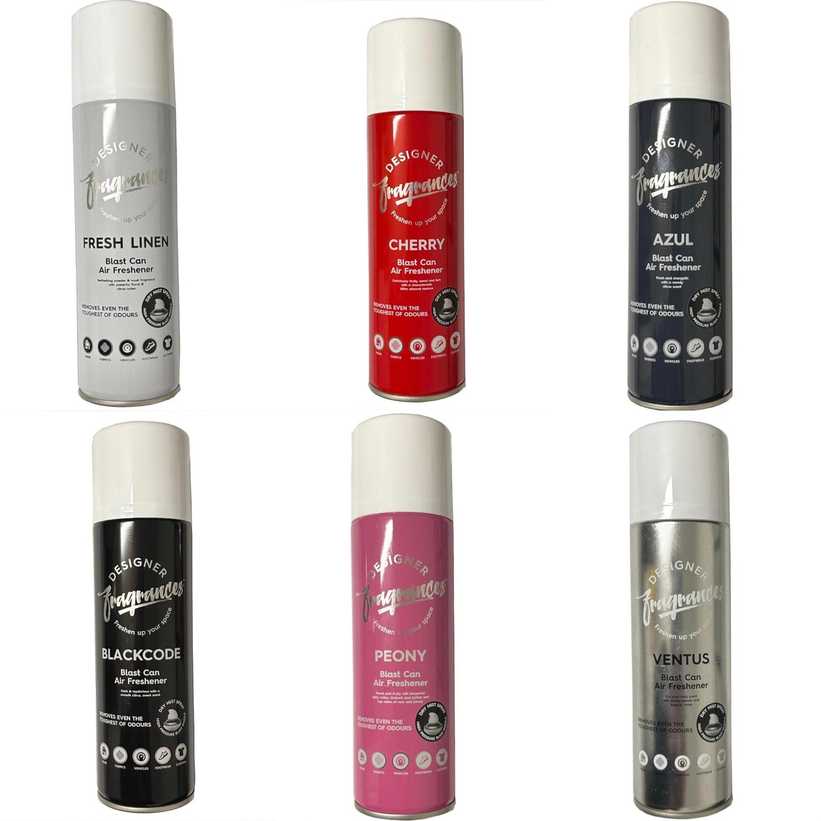 Air Freshener Blast Can 4 x Cherry Designer Fragrances Spray 300ml Car