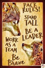  PACK RULES! MADE IN USA METAL SIGN 8X12 MAN CAVE DOG HOUSE WOLVES CABIN DECOR