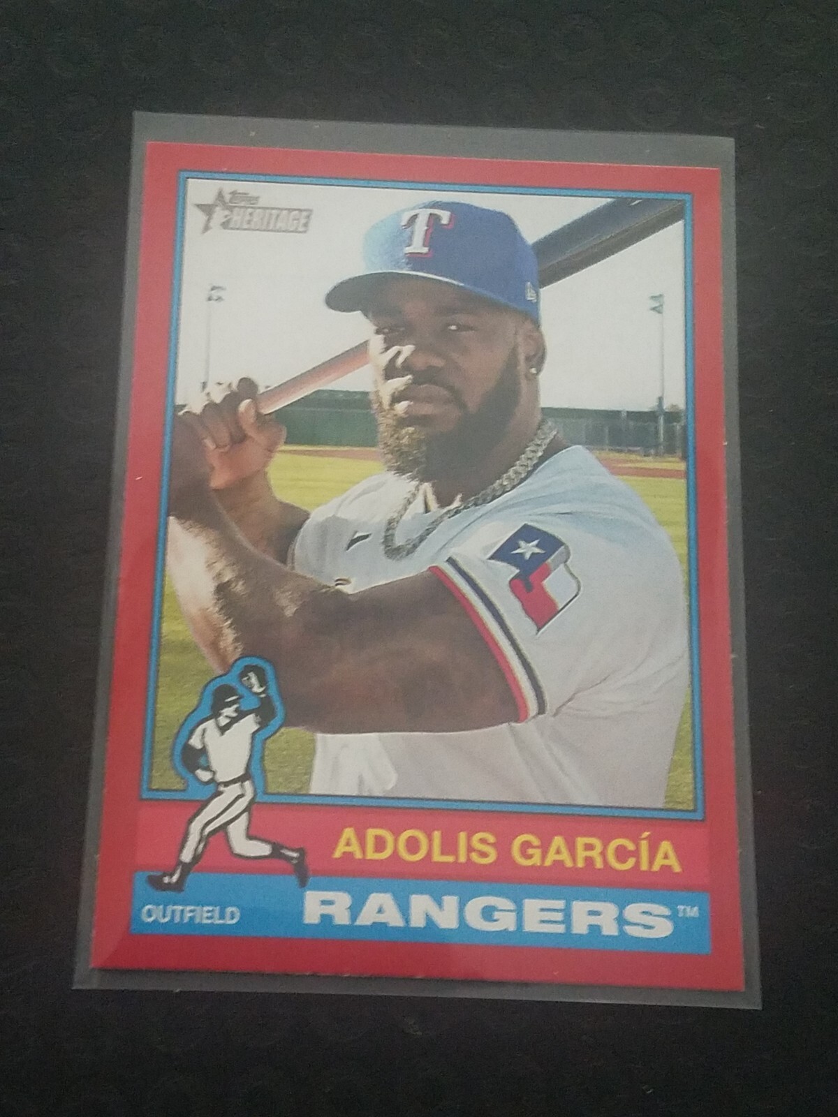 2025 Topps Heritage Baseball Red Border #308 Adolis Garcia