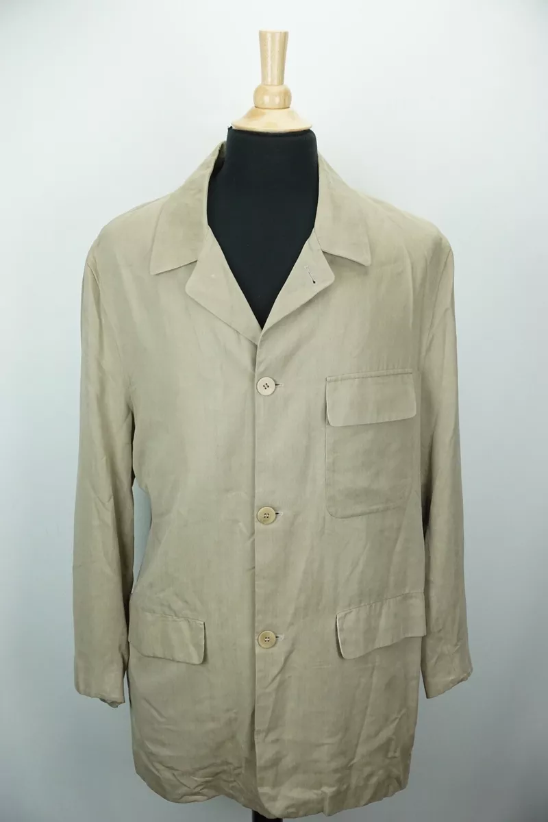 Canali Silk Blend Casual Mens Car Coat Jacket Sz 52 EU 42 US Made in Italy