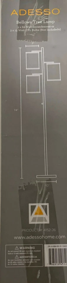 Lámpara antigua LED de bronce 3x60 con 3x13 W - árbol de fuelle de tres vías (paquete de 1) Foto 2 de 3