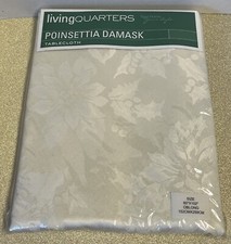 NEW Living Quarters ivory poinsettia damask tablecloth 60 x 102 oblong