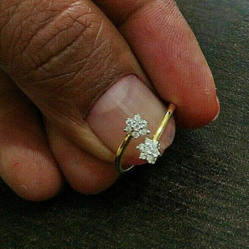 0.51Ct Simulated Diamond Gold Plated 925 Silver Cute Floral