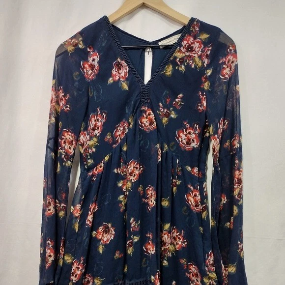 Vestido Para Mujer Abercrombie & Fitch Floral Chifón S Azul Boho Retro Cottagecore Foto 2 de 4