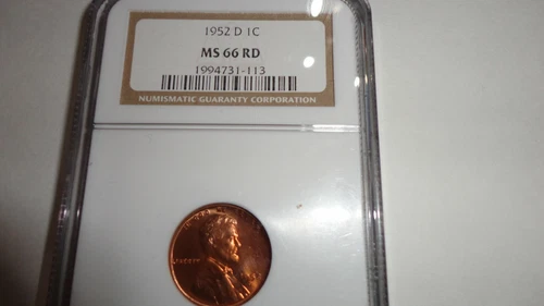 1952-D  LINCOLN CENT NGC **MS-66 RD**