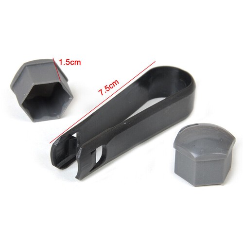 20X Wheel Lug Nut Bolt Center Cover Gray Caps &Tool 17mm Fits For Audi VW Skoda - Picture 2 of 12