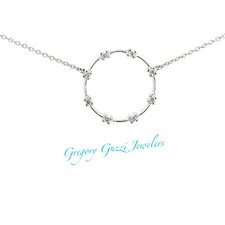 18KT. White Gold And Diamond Circle Necklace 20 x 20 mm 