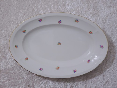 Royal Epiag Tschechoslowakei Porzellan Servierplatte Vintage Streublumen 32,5 cm - Picture 2 of 6
