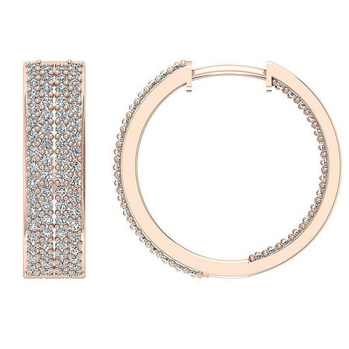 InSide OutSide Round Diamond Hoops Earrings SI1 G 1.15Ct 14K Solid Gold 0.65Inch - Picture 9 of 12