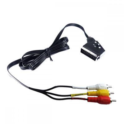 1.5m Geschaltet Scart Blei Zu 3 Phono Compostite Rca Kabel - Schaltbar IN / Aus