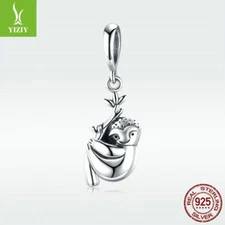 Fashion 925 Sterling Silver Cute Sloth Charm Pendant For Bracelet Chain Jewelry
