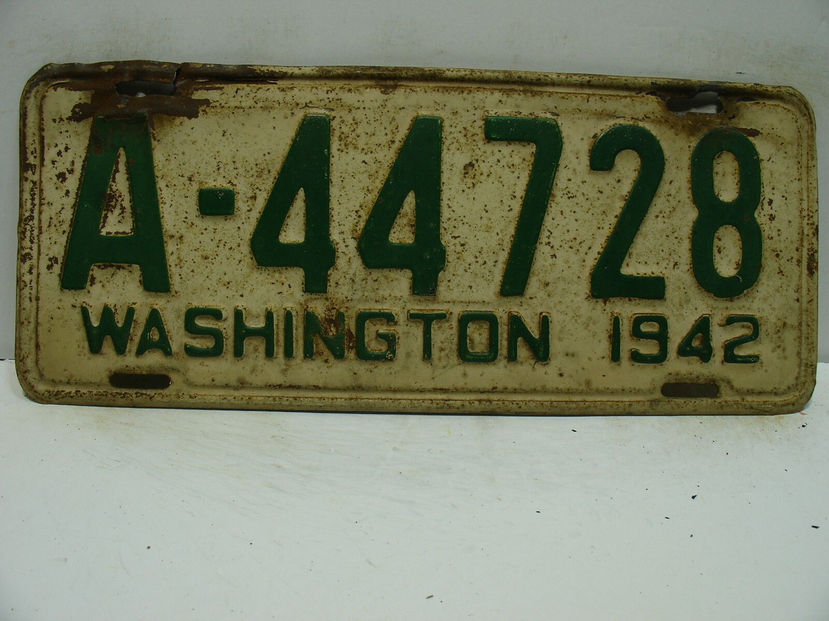 ワシントン　看板 1942 Washington License Plate A - 44728 Vintage 11281 | eBay