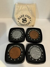 Milford Savings Bank (Mass.) Coin Coasters, set of 4,  3.5in. Square, Plastic