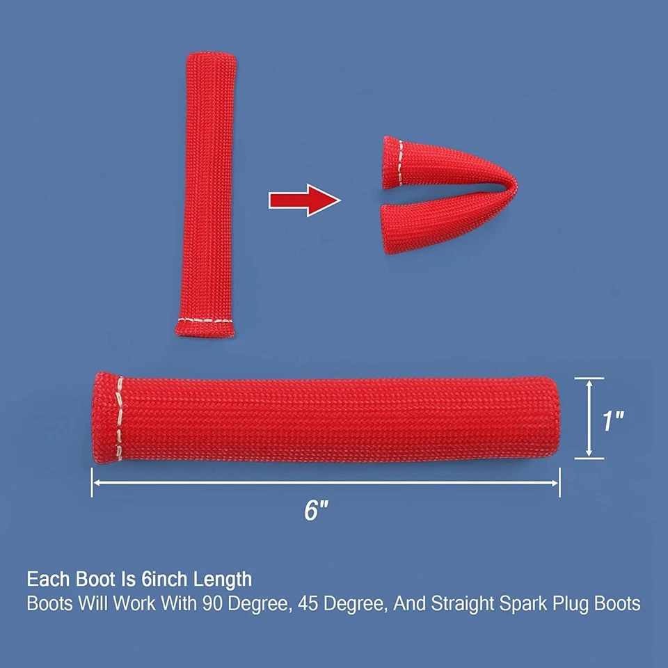 8 Bujías rojas Protector térmico Aislante Manga contra incendios Bujía Protector de cable Foto 4 de 4