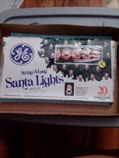 GE String-A-Long Mini Blow Mold Plastic Santa Christmas Lights Set 1990s