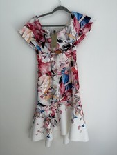 Ladies Coast Dress Scuba Material Tropical Print Pink Floral Size 10 New