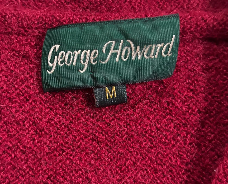 Chaleco Suéter Para Hombres De Colección George Howard Rojo Alpaca Mediano Preppy Lujo Abuelo Foto 2 de 4