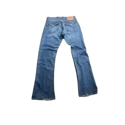 Levis 504 Slouch Flare Leg Jeans Womens 9M Medium Wash Low Rise Flap Pocket Y2K