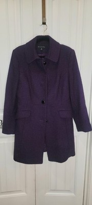Preston & York Amethyst Purple Wool Coat 12 Old Money Preppy Dark Academia Pits