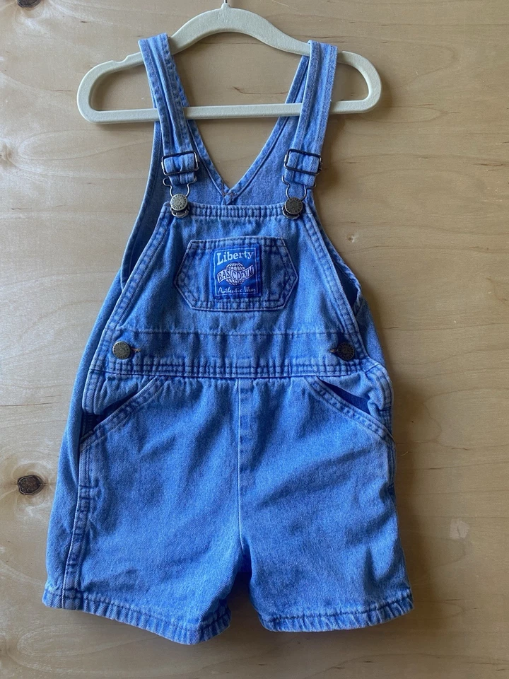 Vintage Liberty Denim Short Overalls Shortalls toddler Size 4T 90’s 80’s US Made - Image 2 of 4
