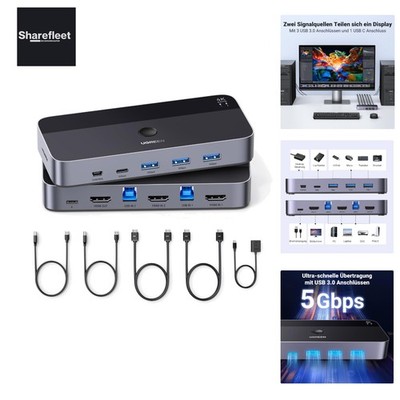 HDMI 2.0 KVM Switch 4K@60Hz USB 3.0 Switch 4 Ports 3*USB 3.0+ USB C Sharing 1...