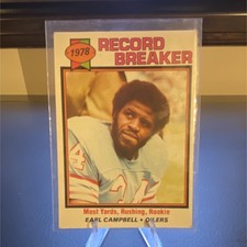 Topps 1979 Earl Campbell Rookie Record Breaker #331 Houston Oilers NFL Card. rookie card picture