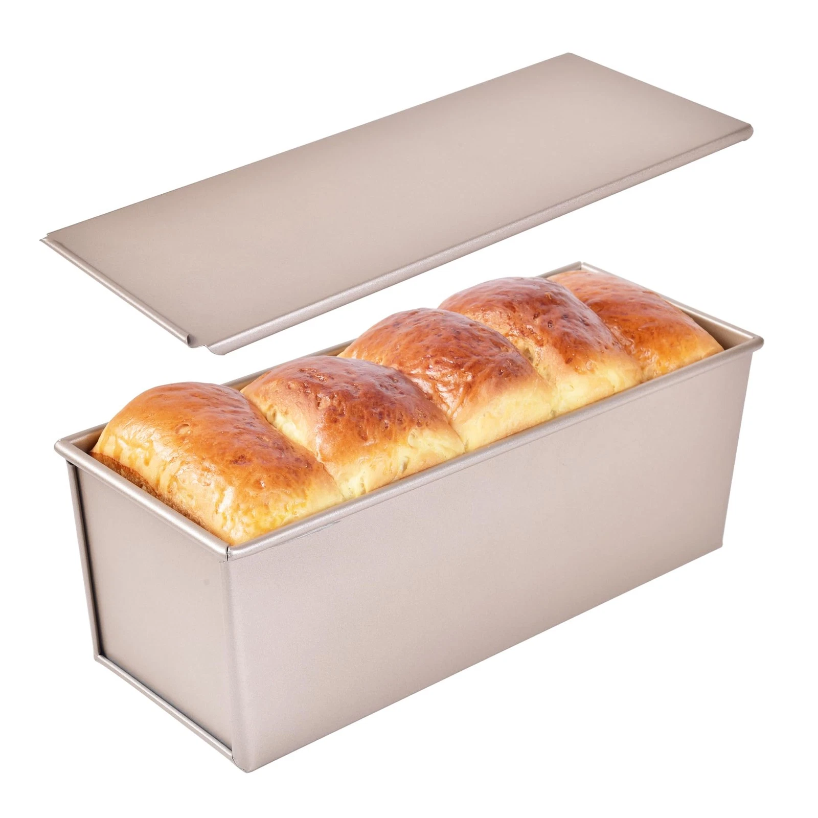 Commercial Pullman Loaf Pan with Lid, 2.2Lb Dough Capacity Non-stick Rectangl...