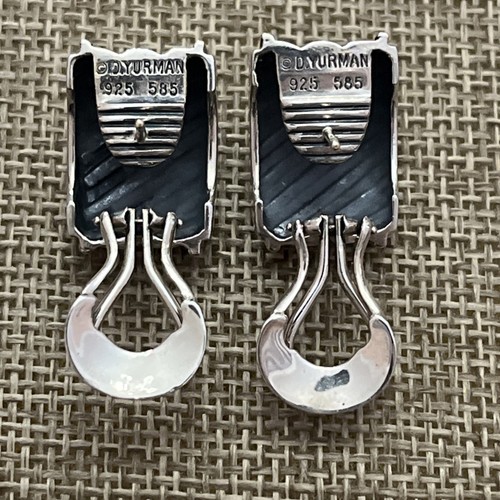 Vintage David Yurman Sterlingsilber 14K Gold klassische Kabel Zigarrenband Ohrringe - Bild 5 von 13