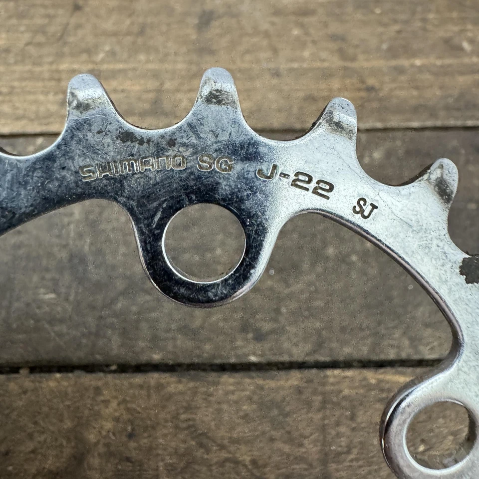 Plato vintage Shimano SG 22 dientes 22t 58 BCD J-22 TB acero cromado abuela Foto 2 de 4