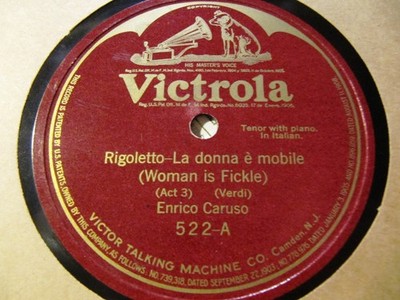 1st VICTOR 1904 ENRICO CARUSO piano Rigoletto Questa o quella Donna e mobile 522