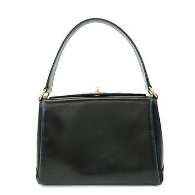 GUCCI Old Gucci Leather Hand Bag Top Handle Bag Black 000・26・0025 Auth Used F/S